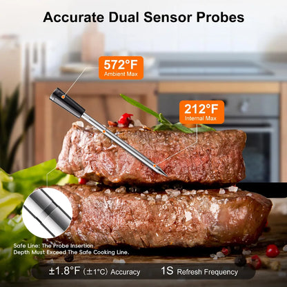 Thermomètre à Viande sans Fil Bluetooth 4 Sondes ByteLike Bambou MKR00021956960