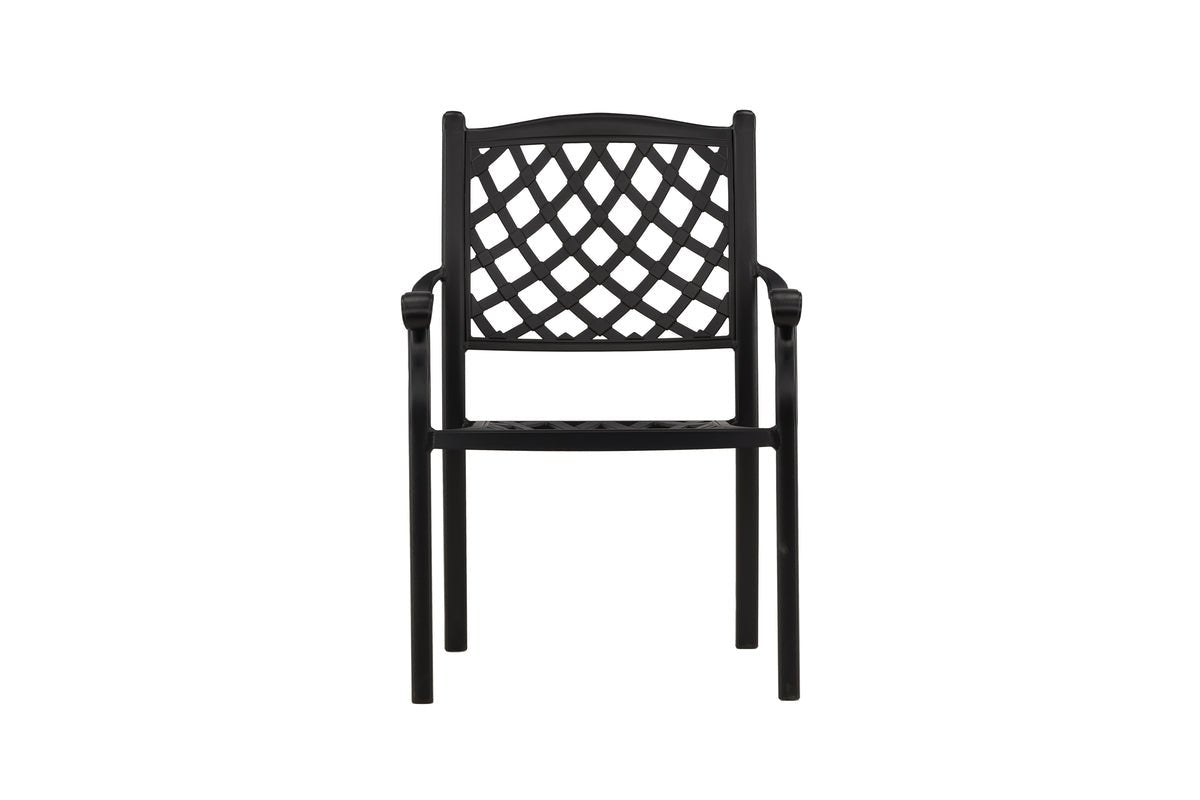 Luxusbetten24 Auri Aluminium Gartenstuhl Set 4er Schwarz Schlicht