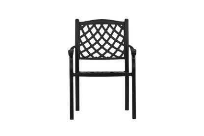 Luxusbetten24 Auri Aluminium Gartenstuhl Set 4er Schwarz Schlicht