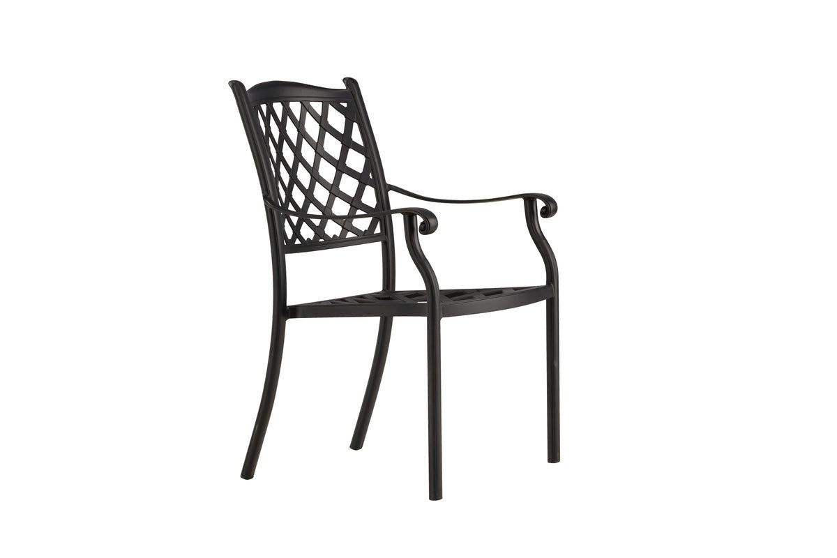 Luxusbetten24 Auri Aluminium Gartenstuhl Set 4er Schwarz Schlicht