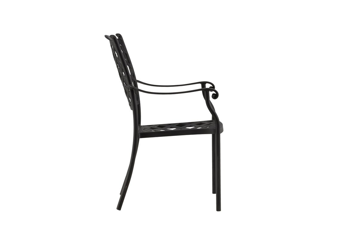 Luxusbetten24 Auri Aluminium Gartenstuhl Set 4er Schwarz Schlicht