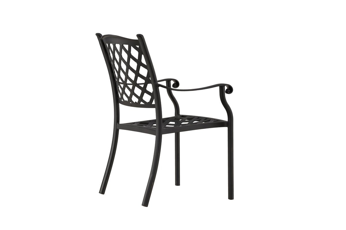 Luxusbetten24 Auri Aluminium Gartenstuhl Set 4er Schwarz Schlicht