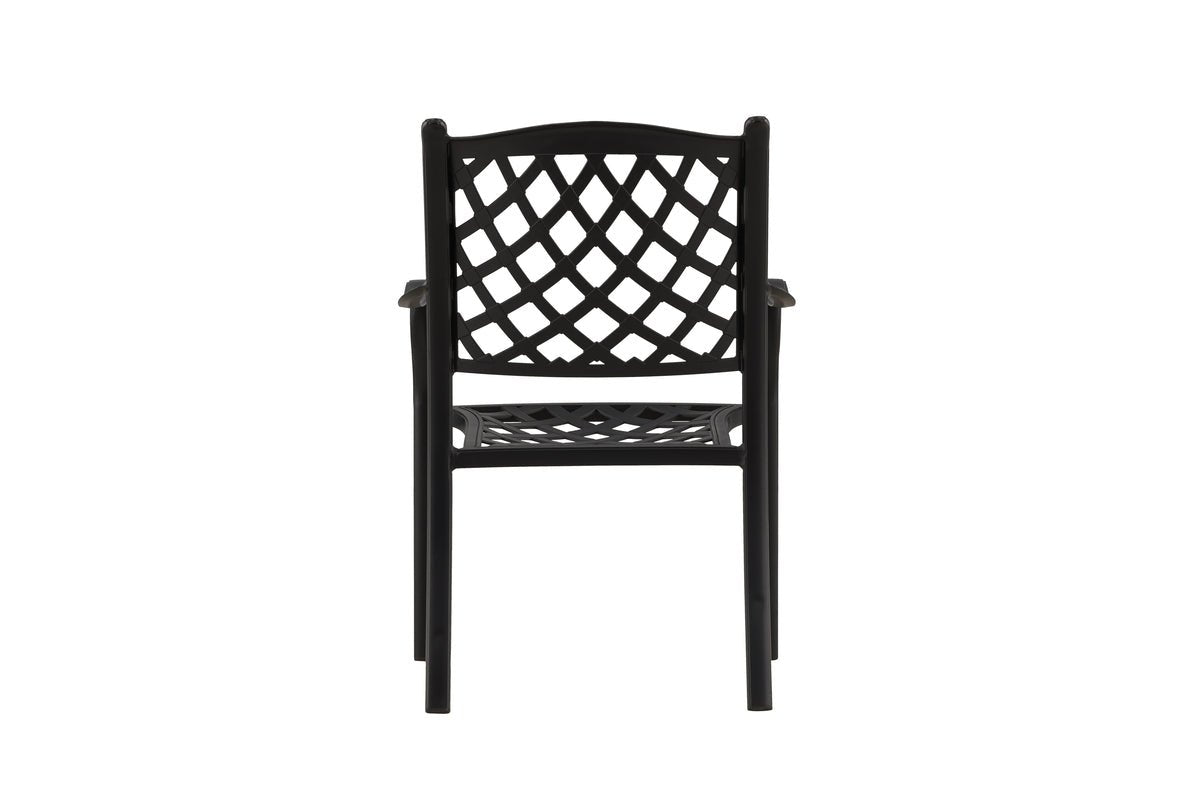 Luxusbetten24 Auri Aluminium Gartenstuhl Set 4er Schwarz Schlicht