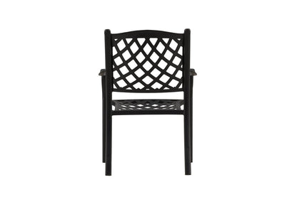 Luxusbetten24 Auri Aluminium Gartenstuhl Set 4er Schwarz Schlicht