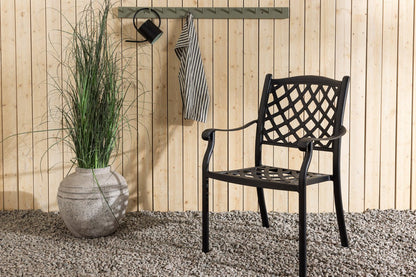 Luxusbetten24 Auri Aluminium Gartenstuhl Set 4er Schwarz Schlicht