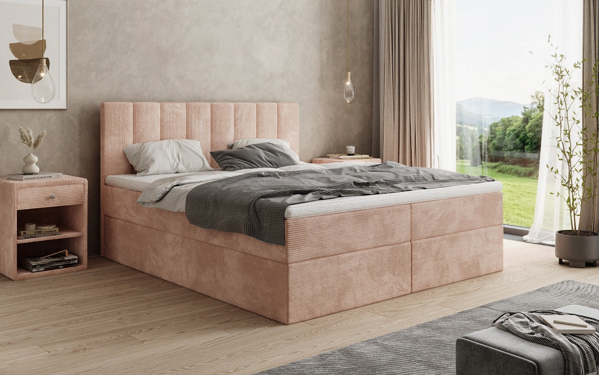 Luxusbetten24 Sofia Boxspringbett Cord mit Stauraum