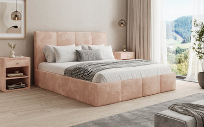 Mina Designer Polsterbett Cord – 140 × 200 cm, wählbare Kopfteilhöhe, Farben