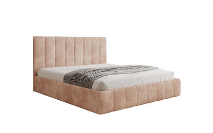 Designer Polsterbett Mila in Cord, 140×200 cm, Beige, 70 cm Kopfteil