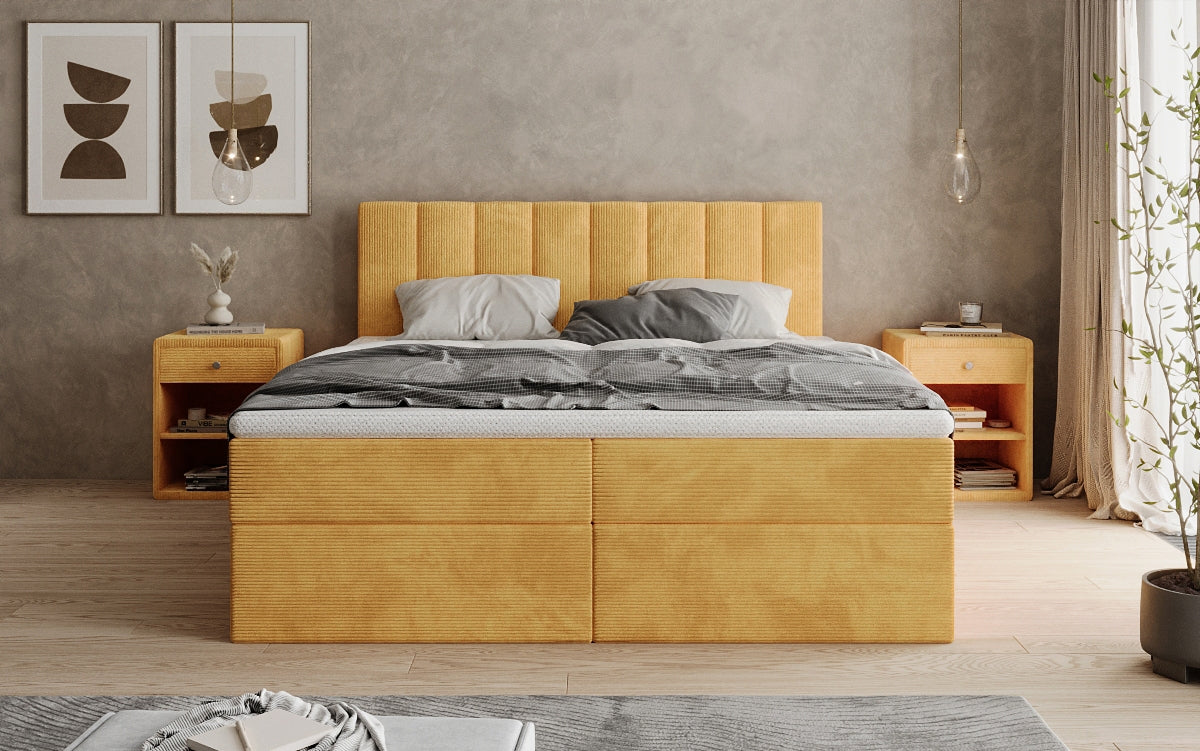 Luxusbetten24 Sofia Boxspringbett Cord mit Stauraum