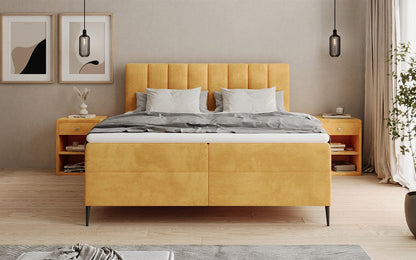 Boxspringbett Lucca in Cord mit Stauraum und Füßen