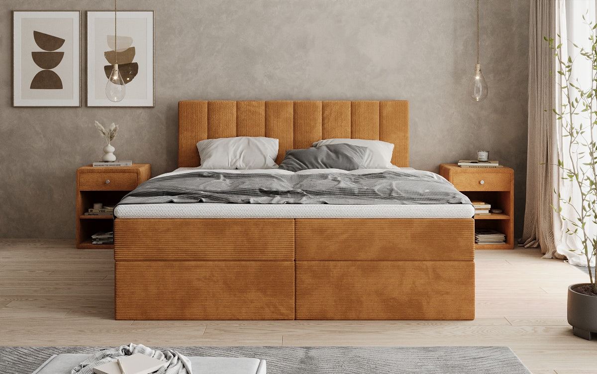 Luxusbetten24 Sofia Boxspringbett Cord mit Stauraum