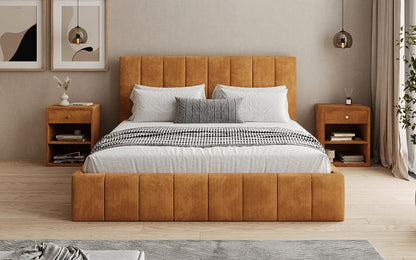 Designer Polsterbett Maja in Cord mit Stauraum