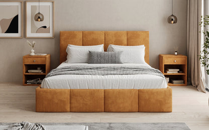Mina Designer Polsterbett Cord – 140 × 200 cm, wählbare Kopfteilhöhe, Farben