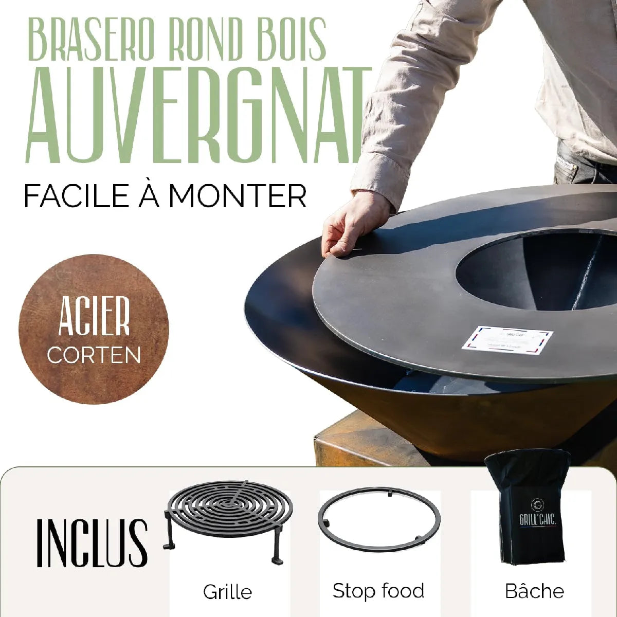 Grill chic Brasero de jardin - Marron