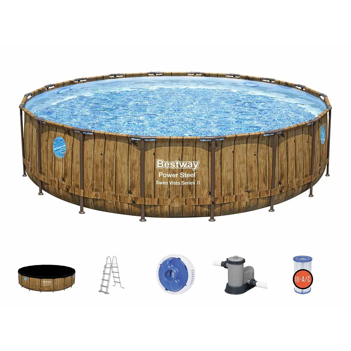 Bestway SwimVista Piscina Tubular Redonda con Ventanas Ø 5,49 x 1,22 m
