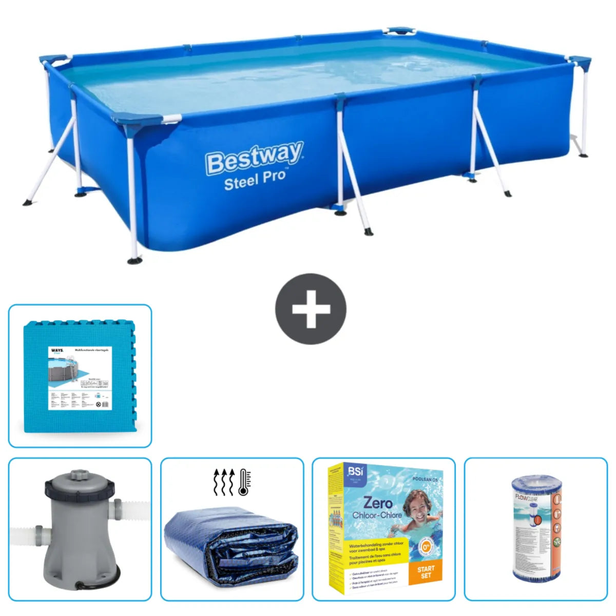 Piscine Tubulaire Rectangulaire Bestway Steel Pro MKR00011655710