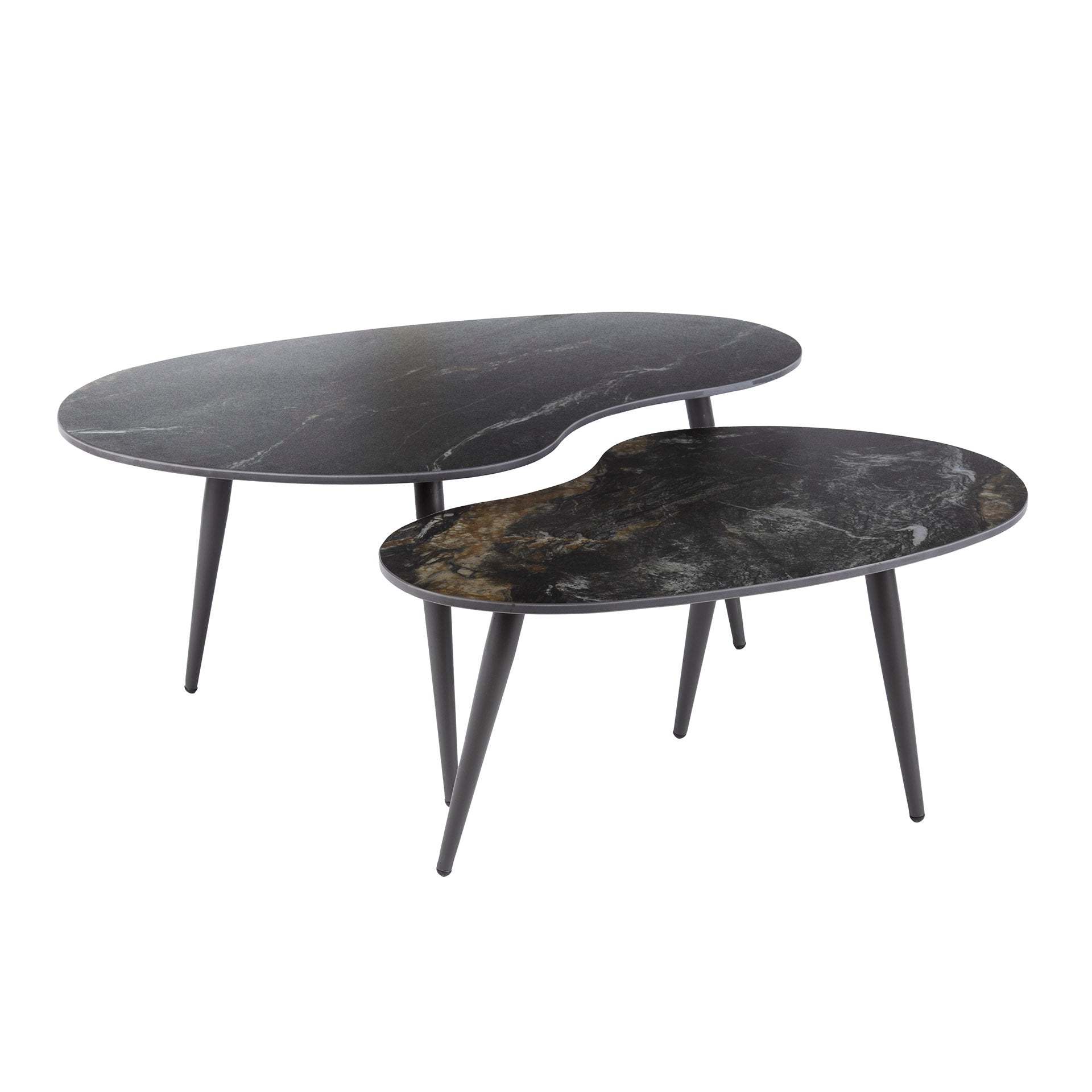 Elista Couchtisch 2er Set Mit Keramikplatte Steinoptik für Wohnzimmer