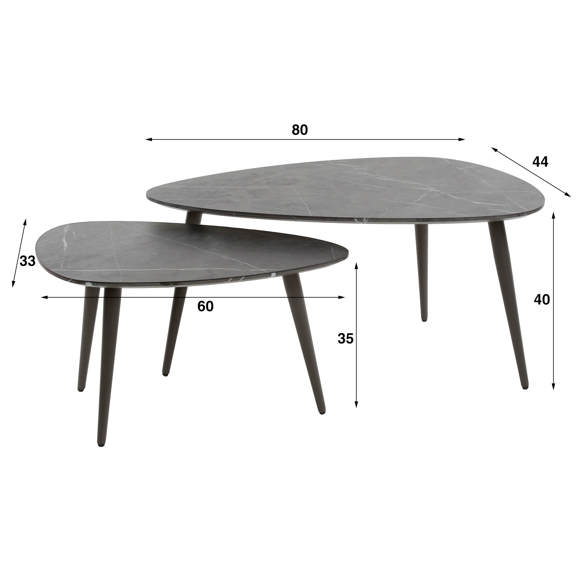 Luxusbetten24 Alvara Couchtisch 2er Set Melamin Keramikoptik mit Stahlgestell
