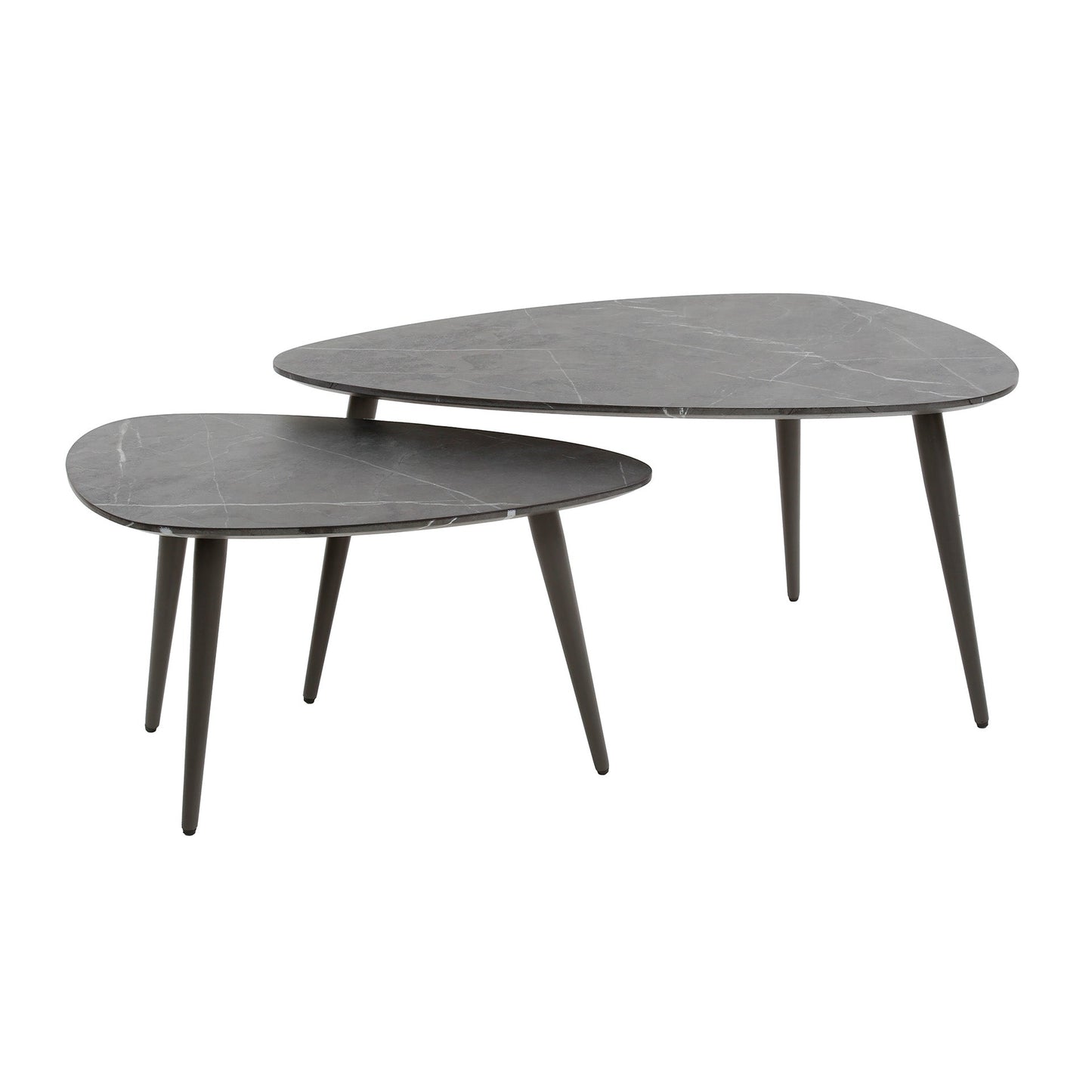 Luxusbetten24 Alvara Couchtisch 2er Set Melamin Keramikoptik mit Stahlgestell