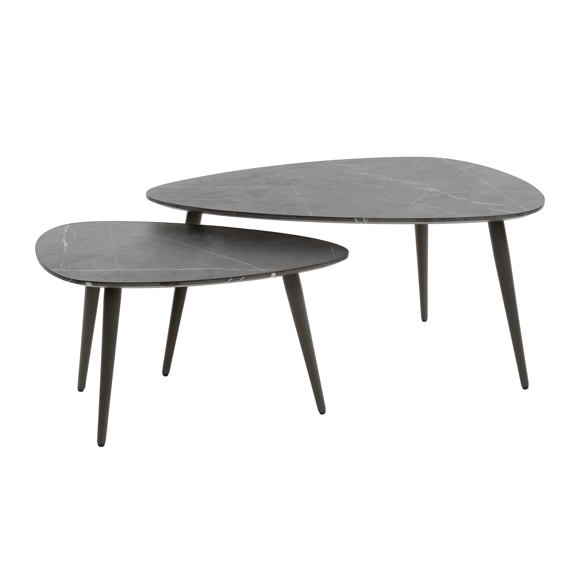 Luxusbetten24 Alvara Couchtisch 2er Set Melamin Keramikoptik mit Stahlgestell