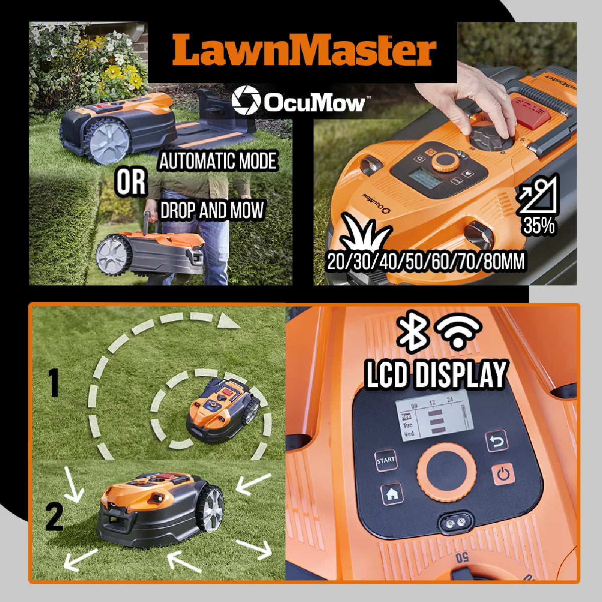 Lawnmaster VBRM18AMID2R Robot Cortacésped Batería Lithium‑Ion 4 Ah 500 m²