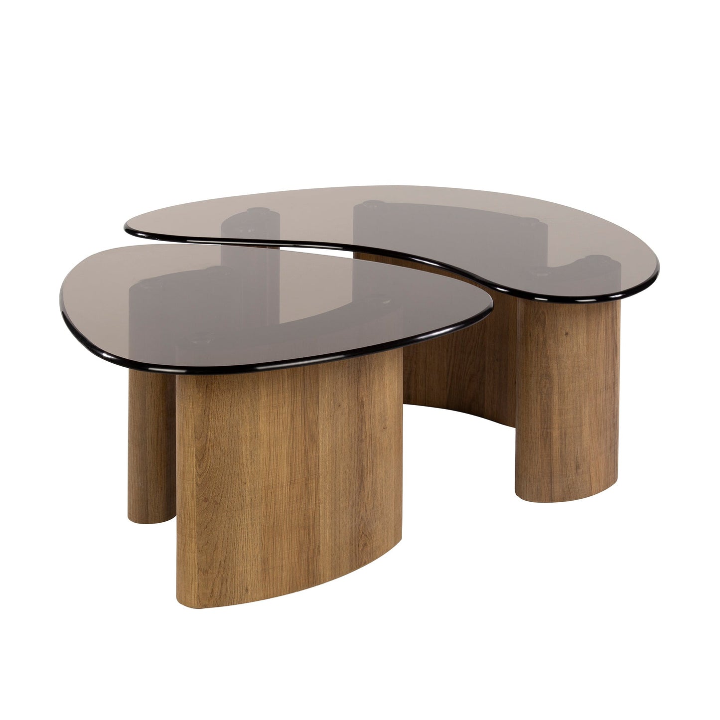 Couchtisch Aurora 2er Set Mit Rauchglasplatte Und Eichenoptik