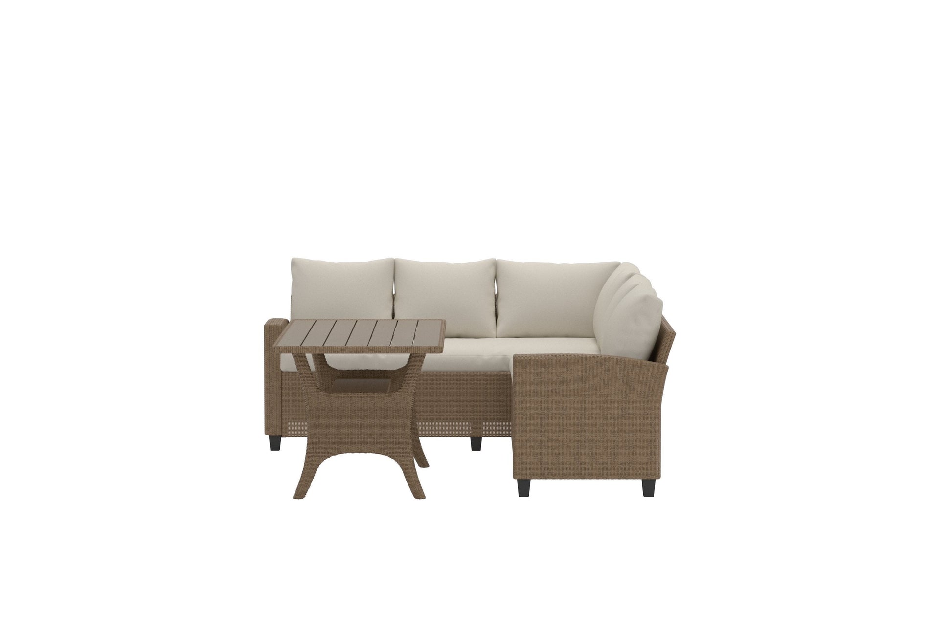 Luxusbetten24 Baresa Garten Loungeset Großes Ecksofa mit Couchtisch Beige