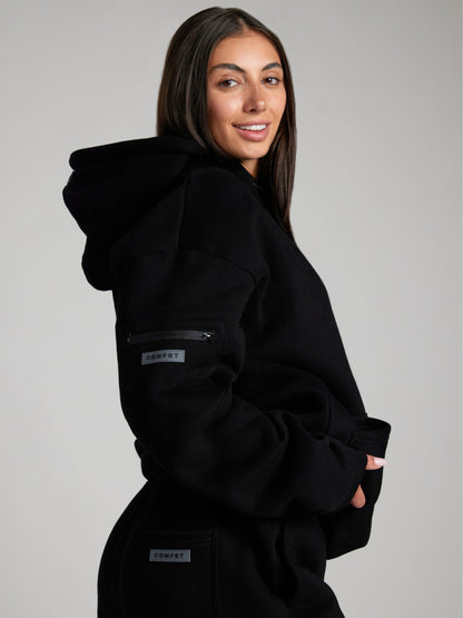 Comfrt Airplane Mode Travel Hoodie mit integrierter Augenmaske