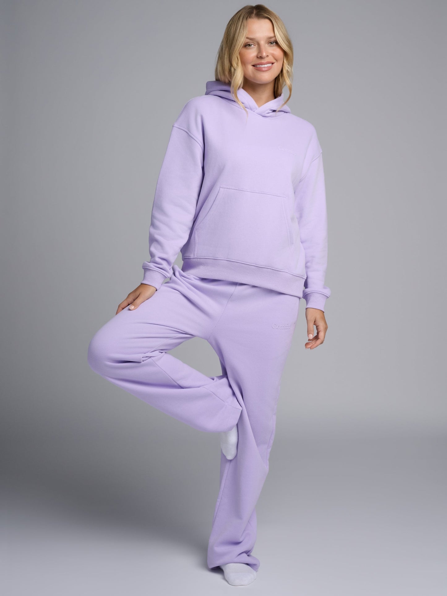 Comfrt Halo Leichtgewicht Crop Hoodie, Aqua Mist, Größe XS