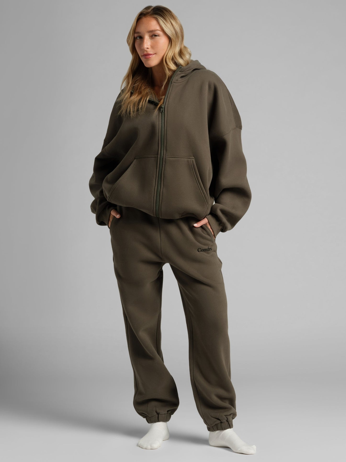 Comfrt Cloud Zip Hoodie Oversized Unisex Cotton Comfort