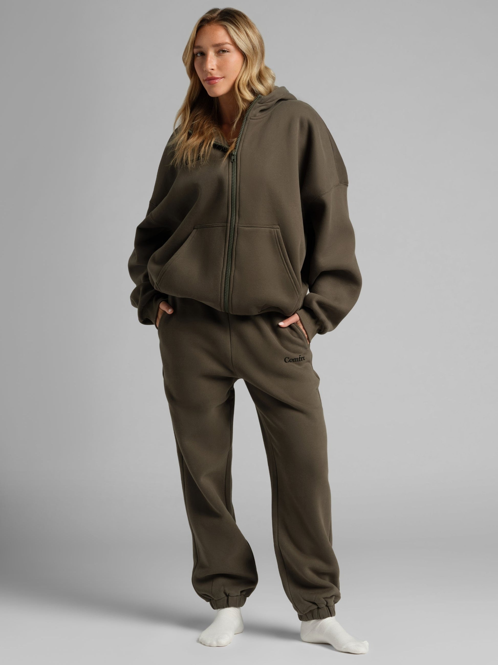 Comfrt Cloud Zip Hoodie Oversized Unisex Cotton Comfort