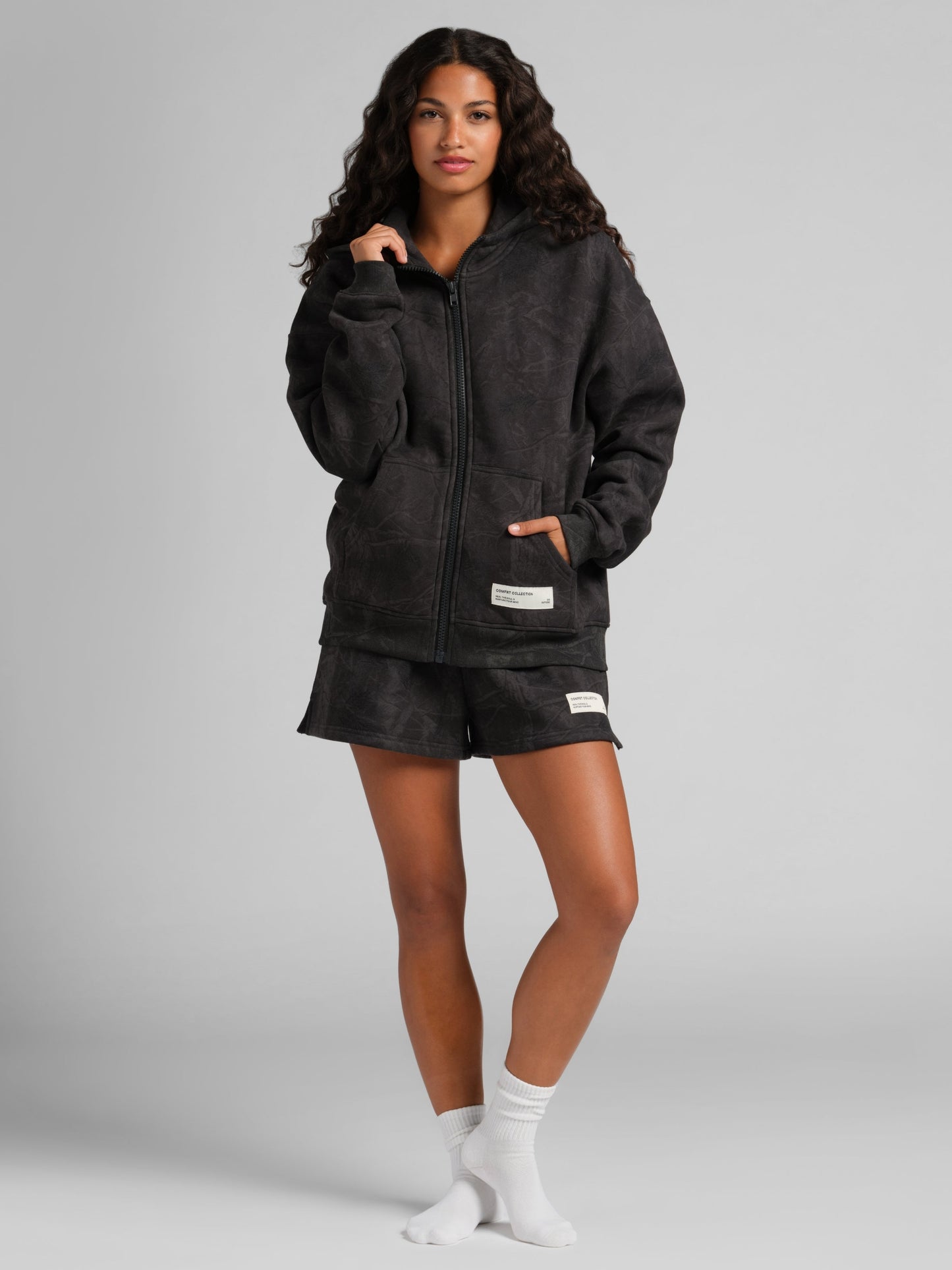 Comfrt Camo Crop Zip Hoodie CloudTouch Unisex Kurz