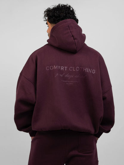 Comfrt Affirmation Zip Hoodie Oversized Super Soft Cotton Maroon