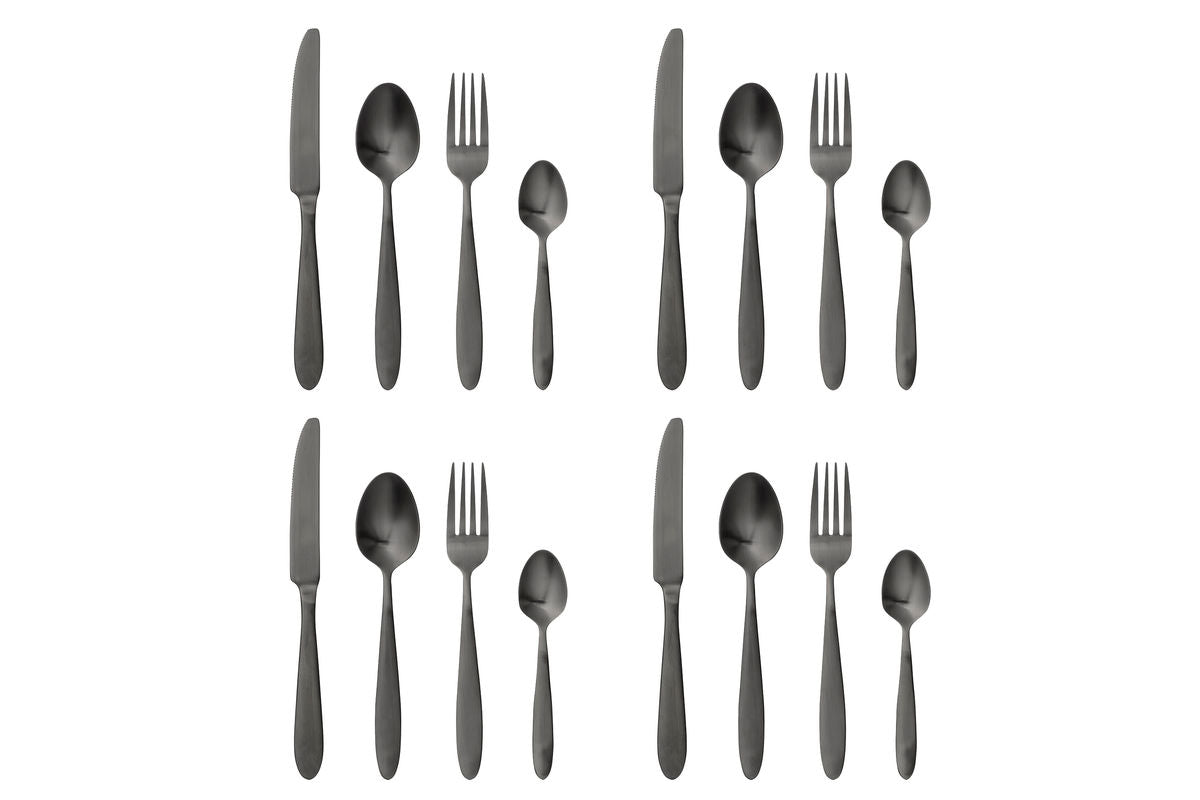 Carména Besteck-Set aus Edelstahl mit Matter Schwarzer Oberfläche