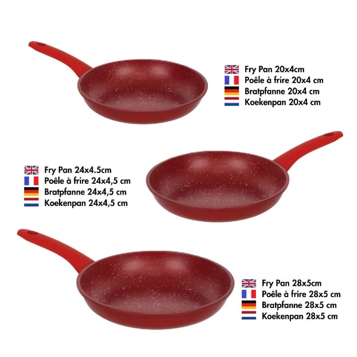 Set Poêles Forgées 28cm Herzberg Rouge MKR00013123093