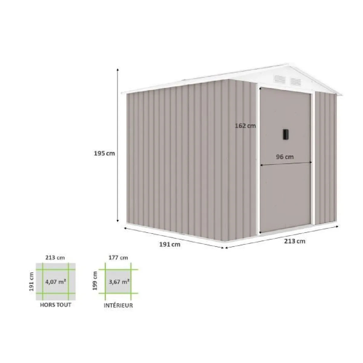 Archer Cobertizo De Jardín Metal Taupe 2.13x1.91x1.95m - 4.07m²