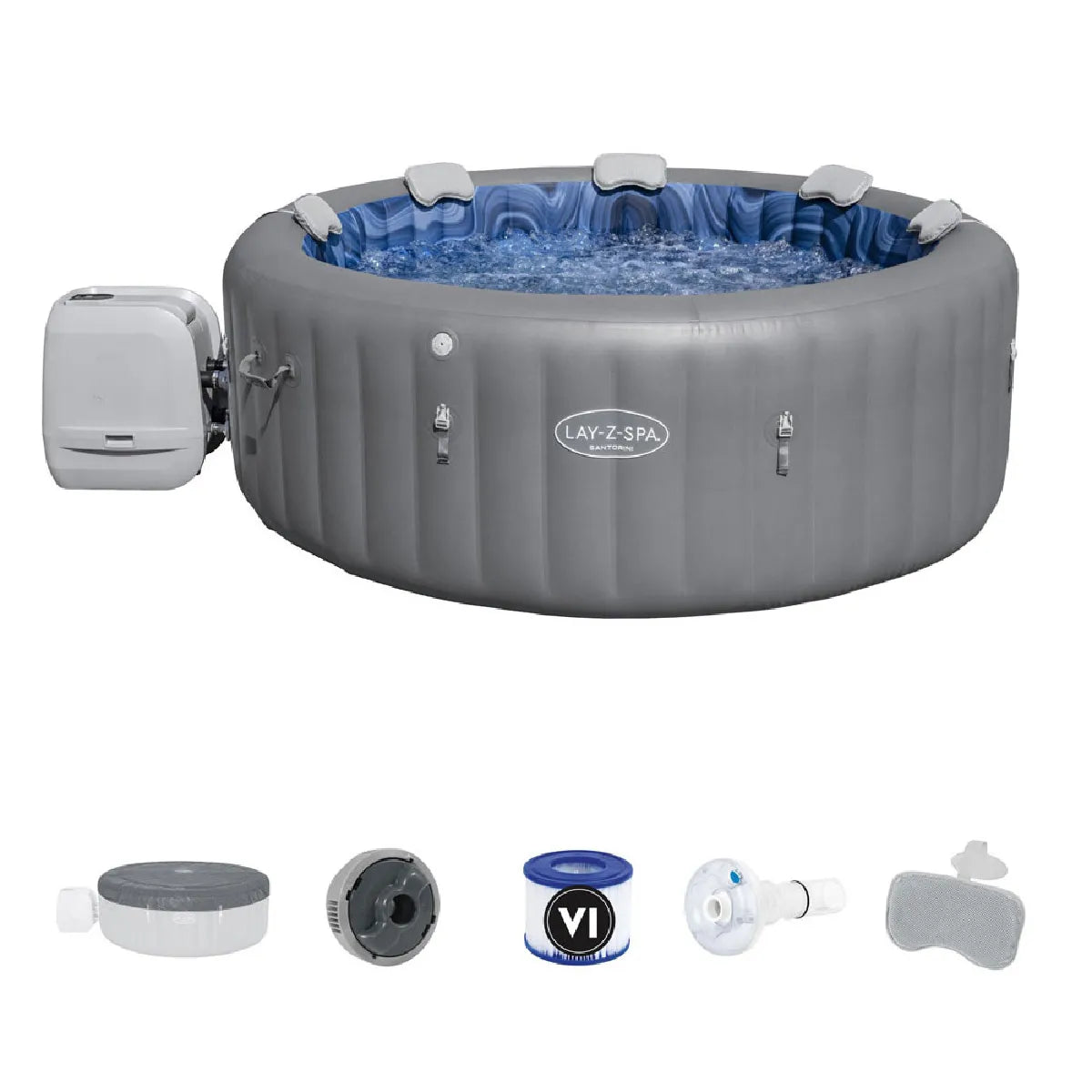 Spa Gonflable Bestway Lay-Z-Spa Santorini Rond Bulles 7 Places MKR00003388229