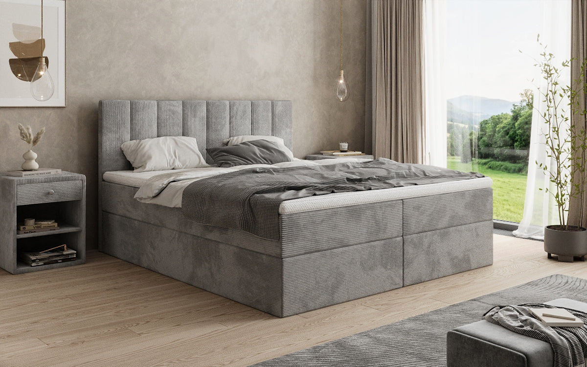 Luxusbetten24 Sofia Boxspringbett Cord mit Stauraum