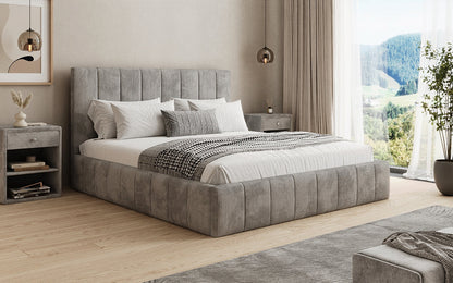 Designer Polsterbett Maja in Cord mit Stauraum