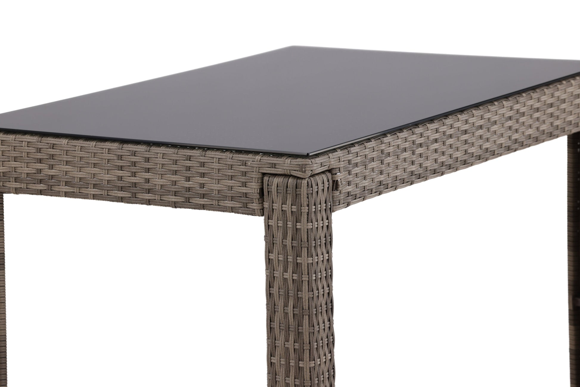 Luxusbetten24 Bärbel Hochtisch aus Rattan mit Glasplatte, Grau