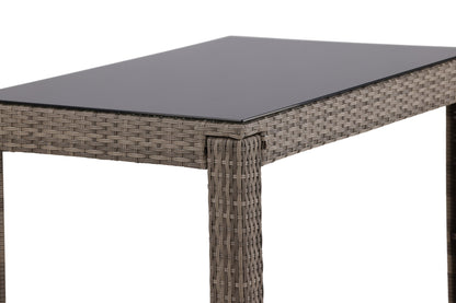Luxusbetten24 Bärbel Hochtisch aus Rattan mit Glasplatte, Grau