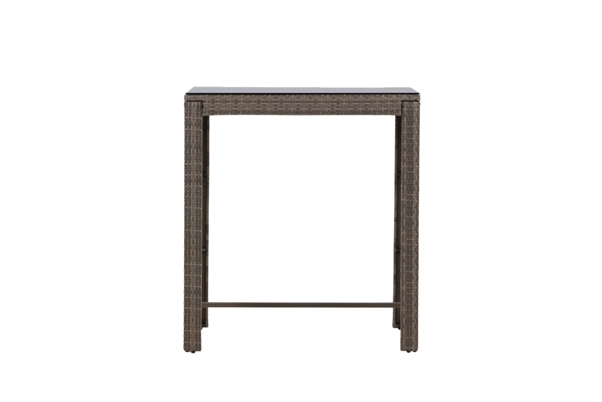Luxusbetten24 Bärbel Hochtisch aus Rattan mit Glasplatte, Grau