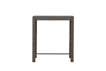 Luxusbetten24 Bärbel Hochtisch aus Rattan mit Glasplatte, Grau