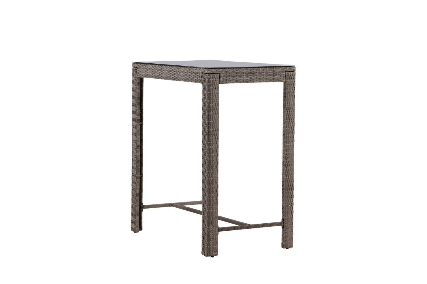 Luxusbetten24 Bärbel Hochtisch aus Rattan mit Glasplatte, Grau