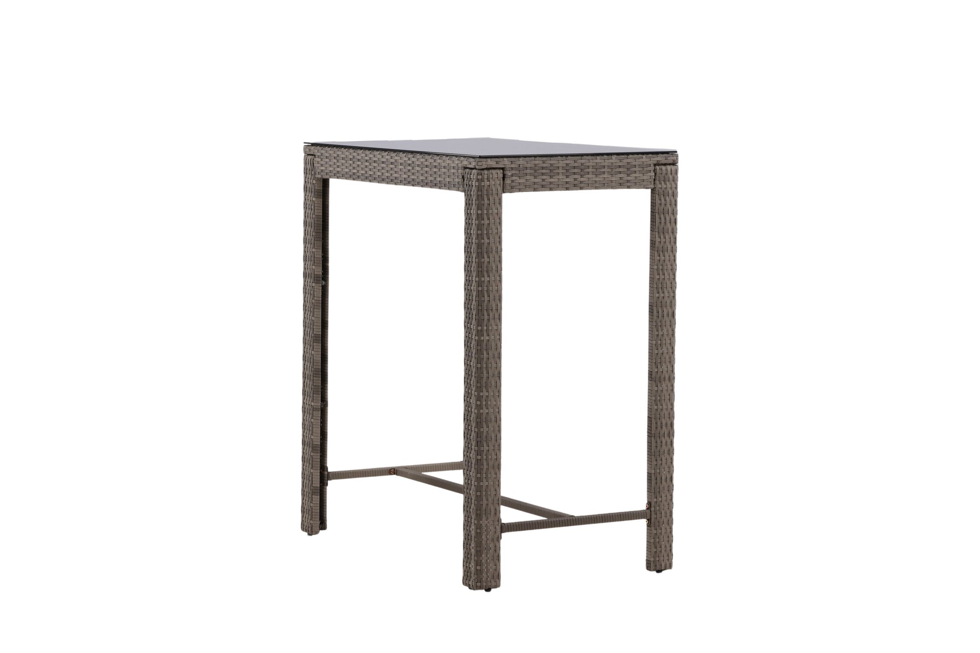 Luxusbetten24 Bärbel Hochtisch aus Rattan mit Glasplatte, Grau