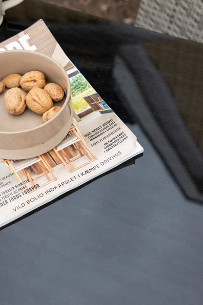 Luxusbetten24 Bärbel Hochtisch aus Rattan mit Glasplatte, Grau