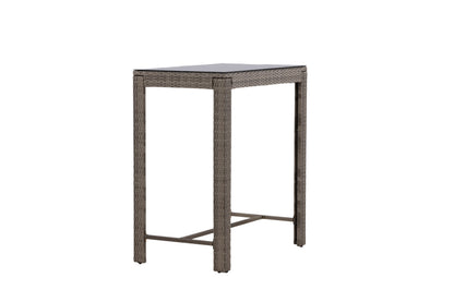Luxusbetten24 Bärbel Hochtisch aus Rattan mit Glasplatte, Grau