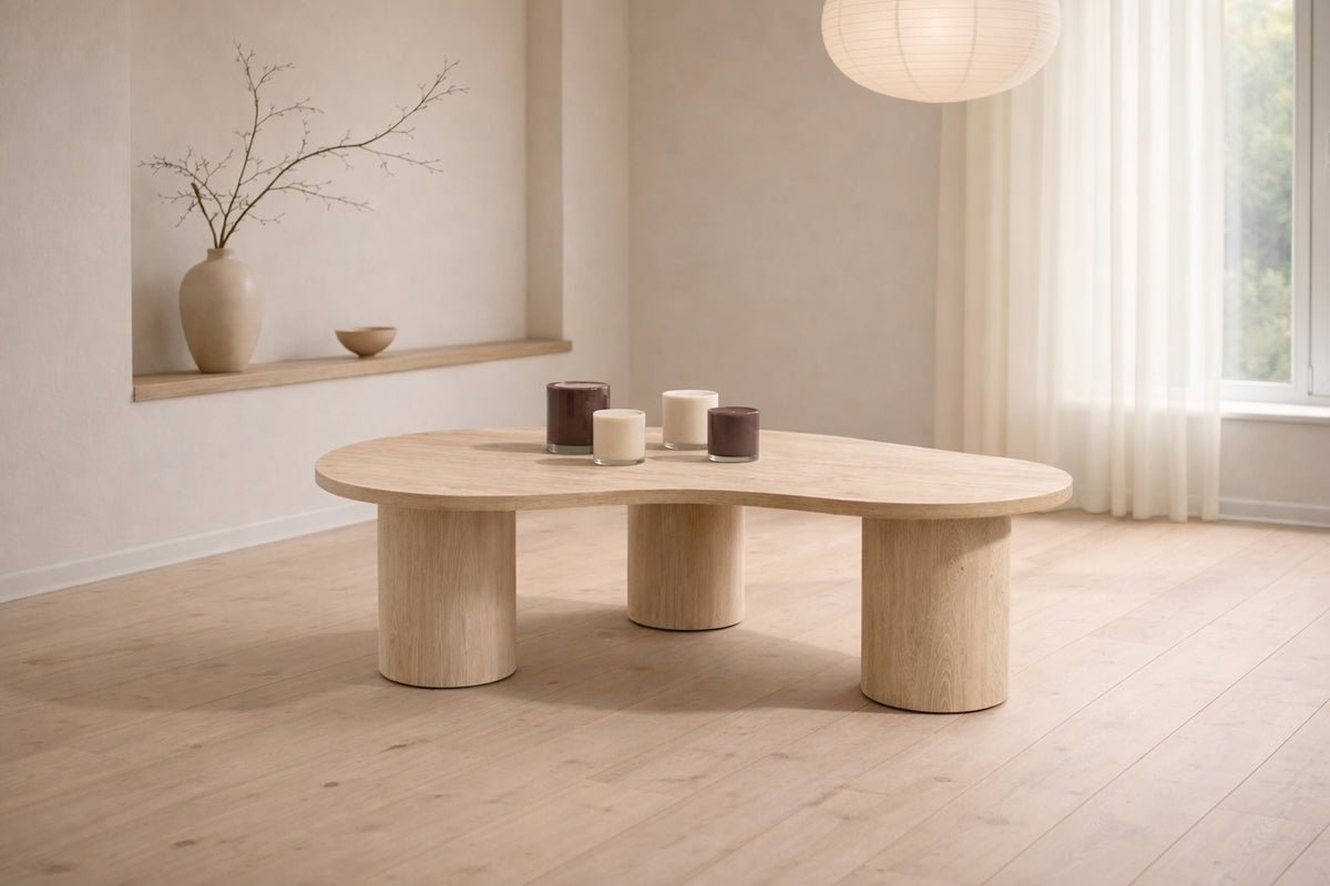 Couchtisch Garino - organisches Design in Holzoptik
