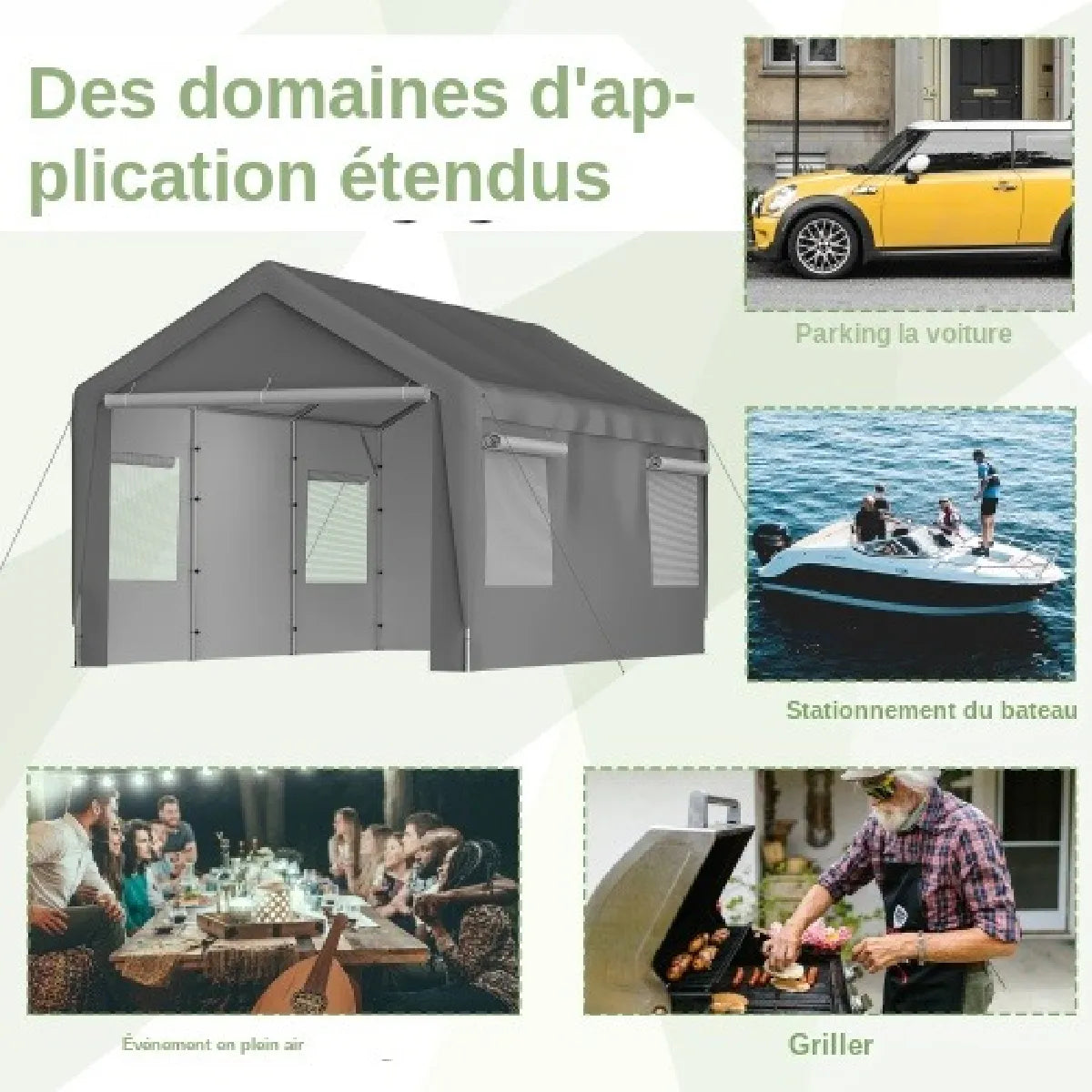 ByteLike Abri garage tente 3x6m gris résistant hiver