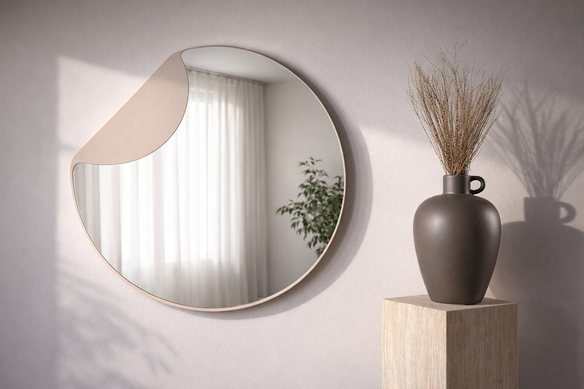 Luxusbetten24 Veni Spiegel mit beigem Rahmen, Beige Flur